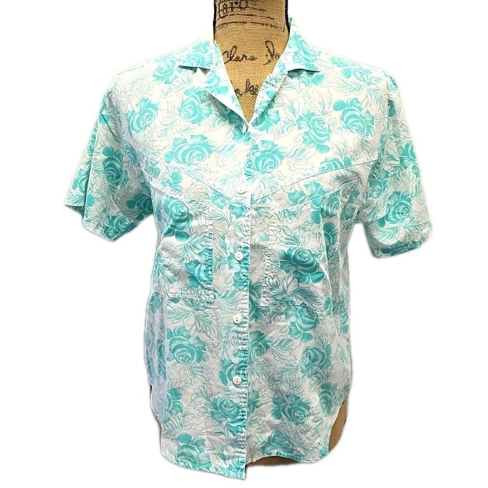 Vtg Pennylane Floral Button Up Blouse sz 8 Cottagecore‎ Coastal Grandmillennial
